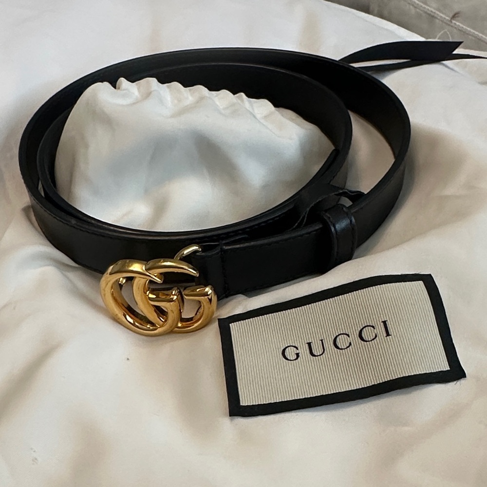 Gucci Black Belt with Gold Buckle